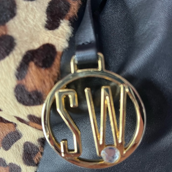 Stuart Weitzman Napa Black Leather/Calfskin leopard print shoulder bag - Picture 16 of 16